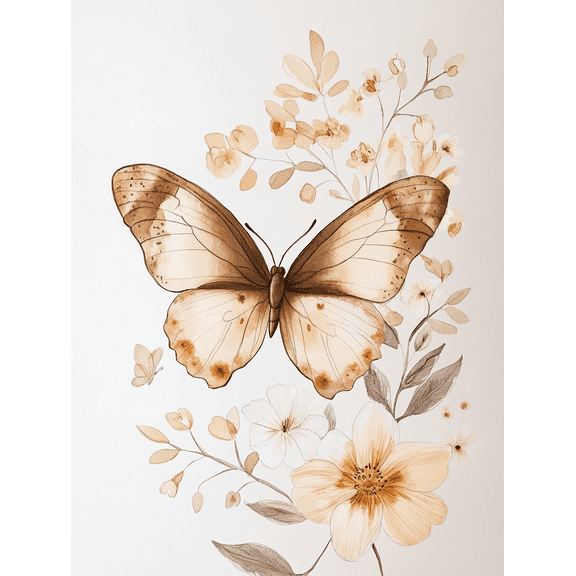 Bohemian Butterfly Floral Canvas Wall Art, Perfect for Living Room, Bedroom, Bathroom, Dining Room, and Office Decor.