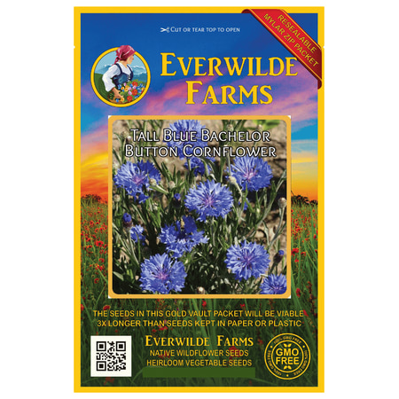 Everwilde Farms - 500 Tall Blue Bachelor Button Cornflower Garden Flower Seeds - Gold Vault Jumbo Bulk Seed