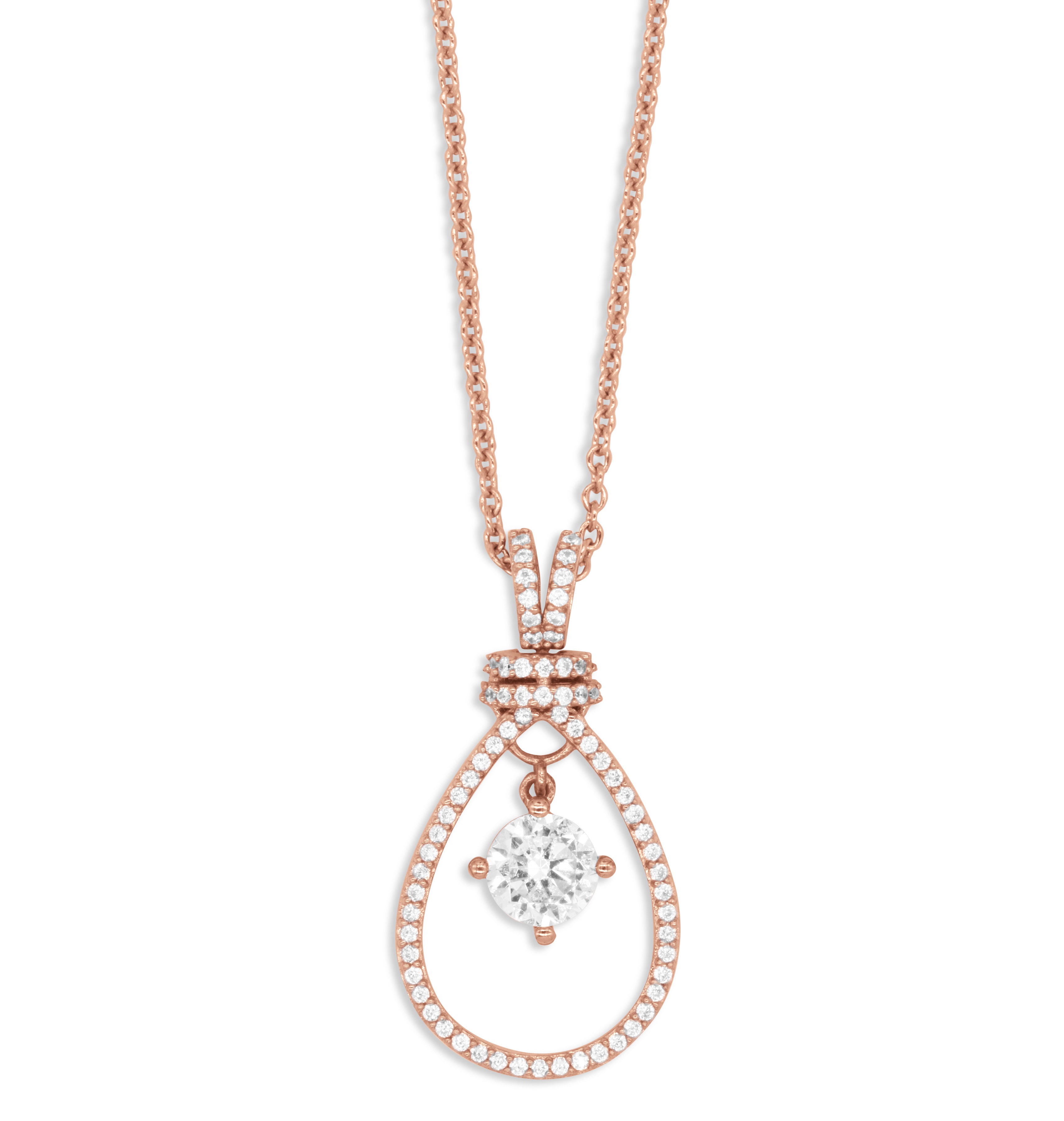 JeenMata 0.50 Carat Round Brilliant Real Diamond Teardrop Pendant