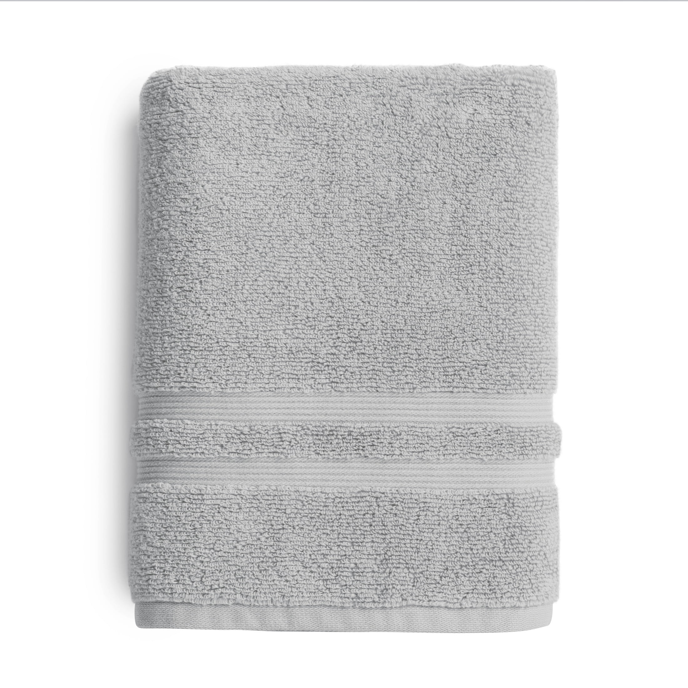 Mainstays Performance Cotton 6-Piece Bath Towel Set, Super Soft Quick Dry Fade Resistant, Solid Silver