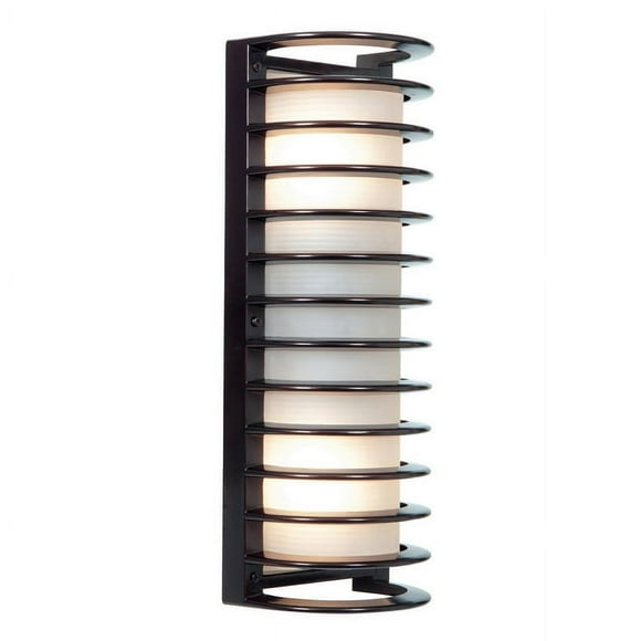 Access Lighting 20030LEDDMGLP-SAT-RFR Bermuda - Feu de Cloison Frotté Extérieur - 11"H - Finition Bronze - Abat-Jour en Verre Dépoli Nervuré