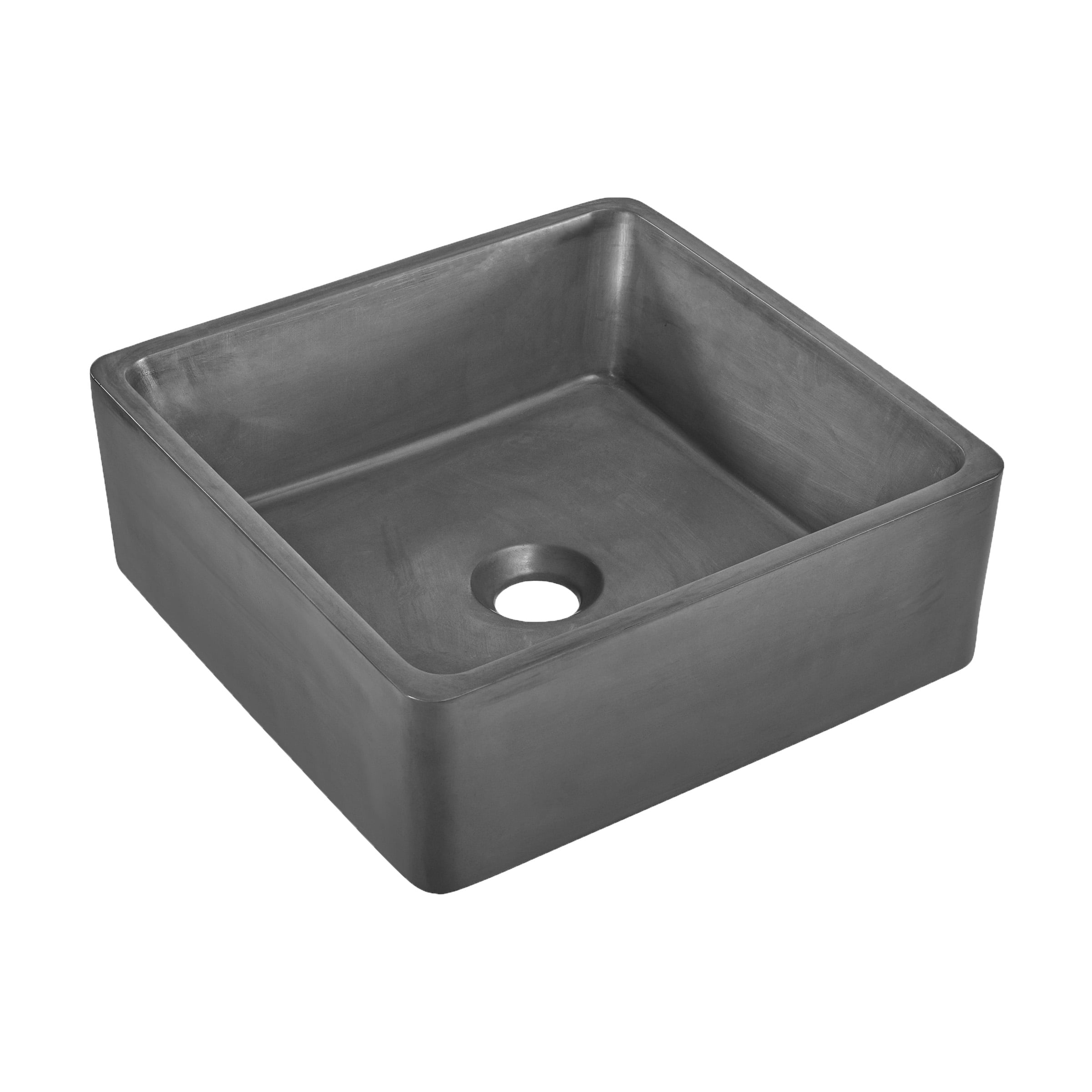 Thun 15” Square Concrete Vessel Bathroom Sink in Dark Grey