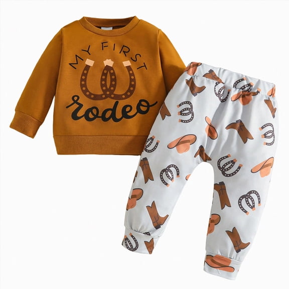 NOLDARES Infant Toddler Baby Boy Clothes 2 Piece Set Long Sleeve Graphic Sweatshirt and Pockets Pants Fall Winter Outfits Clothing(Yellow,2-3 Y)