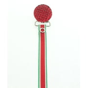 Red Stripe Crystal Pacifier Clip