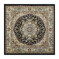 thumbnail image 2 of BizChair Traditional Square Area Rug Design Bellagio 401 (5 Feet 3 Inch X 5 Feet 3 Inch) Black, 2 of 7