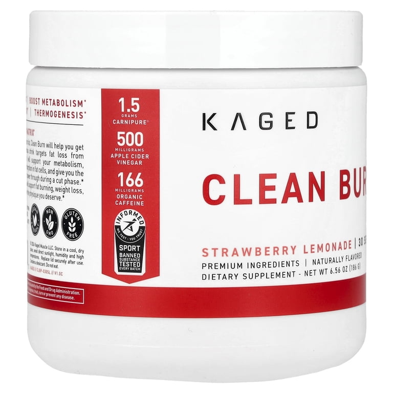 Kaged Clean Burn, Strawberry Lemonade, 6.56 oz (186 g)
