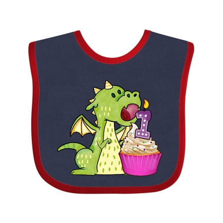 

Inktastic Dragon Cupcake 1st Birthday Gift Baby Boy or Baby Girl Bib
