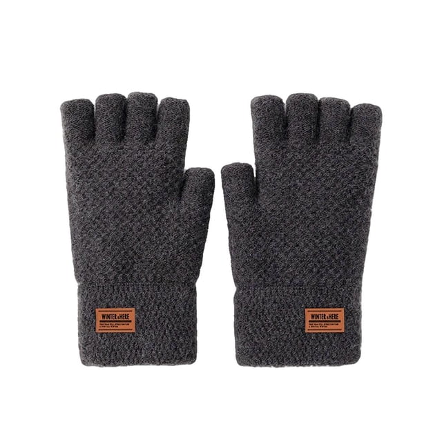 1 par de guantes de lana sin dedos de invierno, cálidos, térmicos, tejidos, de medio dedo, AU