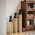 thumbnail image 3 of YIQMI Black Gold 3D Hex Floor Vase Set of 3 Metal Tall Vases 34/29/25 in for Dried Protea, Faux Anthurium, Thanksgiving, Christmas, Housewarming, 3 of 8