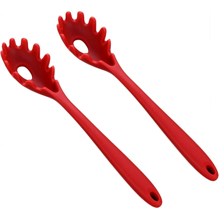 Pack of 2 Silicone Pasta Fork, Kitchen Heat Resistant Noodle Spoon