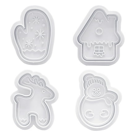 

4Pcs Christmas Animal Trees Cookie Cutters Cartoon 3D Bakeware Kids Baking Gift