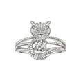 thumbnail image 1 of RYLOS Bagues pour Femmes Bague Chat en Or Blanc 14K Pierre Précieuse Ovale 7X5MM et Diamants Étincelants Avril Topaze Blanche Bijoux Taille 11, 1 of 6