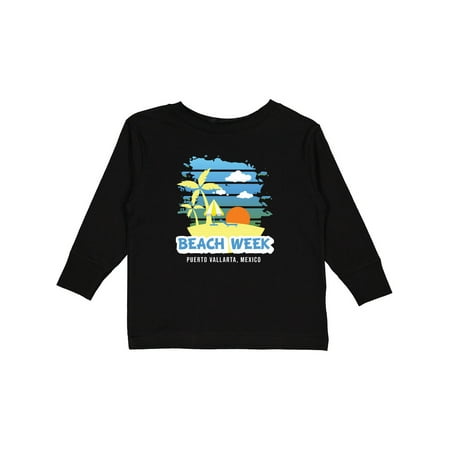 

Inktastic Beach Week Puerto Vallarta Mexico with Palm Trees Boys Long Sleeve Toddler T-Shirt