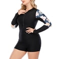thumbnail image 4 of Traje de surf de una pieza, de manga larga, de secado rápido, muy elástico y con estampado de moda, talla XL, color negro para mujer, 4 of 8