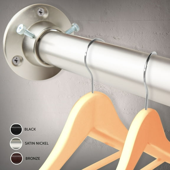 65" Silver Contemporary Room Divider and Closet Rod with Socket