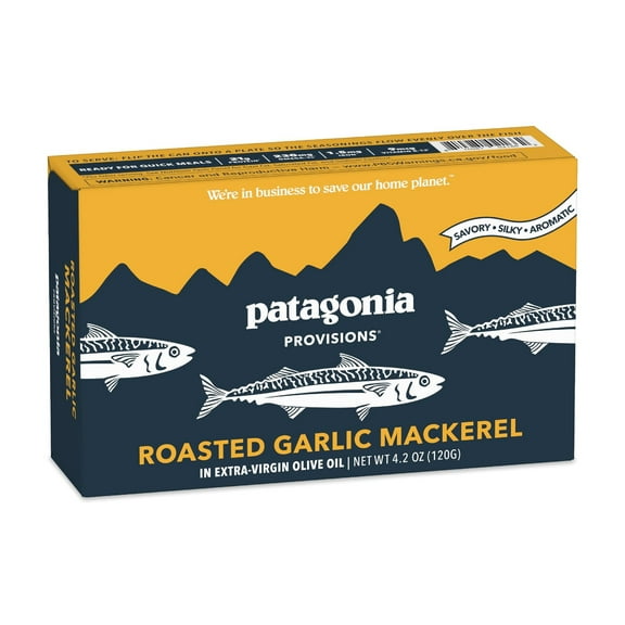 Patagonia Provisions Roasted Garlic Wild Mackerel KKS1 | Responsibly Sourced in Spain | 21g Protein & Gluten Free
