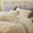 thumbnail image 4 of Intelligent Design King/Cal King Shaggy Faux Comforter Set, Long Fur Wave Spring Comforter Bedding Set, 3-Piece Striped Ombre Design Warm Bed Set, Natural, 4 of 8