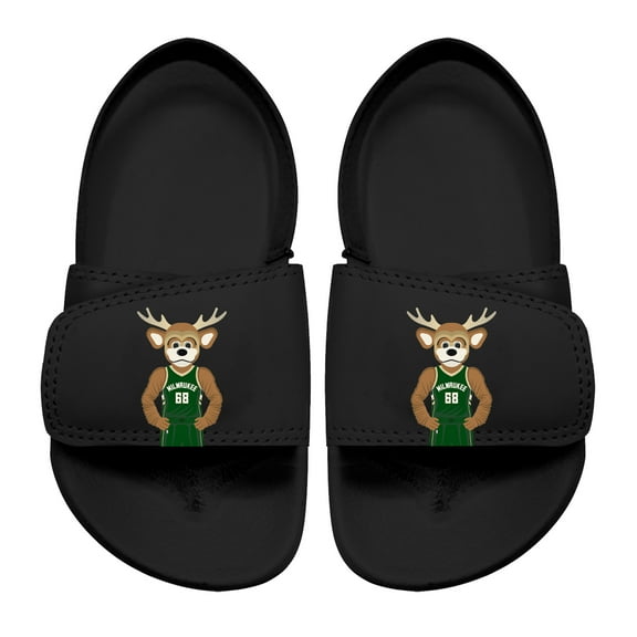 Toddler ISlide Black Milwaukee Bucks Mascot Slide Sandals