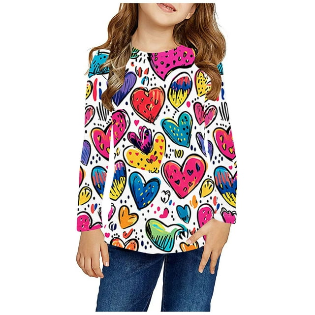 WRKEKC Chemises à Manches Longues pour Filles, T-Shirts à Manches Longues pour Filles, Chandail à Manches Longues avec Imprimé Fraise pour Garçons et Filles, Hauts/chemises à Col Rond