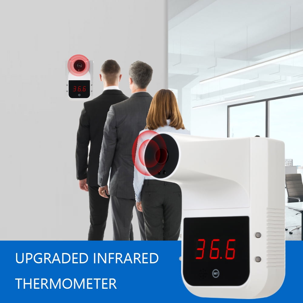 walmeck Non-Contact Digital Thermometer Wall-Mounted Infrared Forehead K3 Thermometer with LCD Display Fever Alarm
