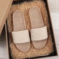 thumbnail image 6 of Samdudou Plus Size Slide Sandals for Women Woven Single Band Flat Slip On Shoes Braided Texture Jute Style Sole Minimalist Open Toe Footwear for Lounging, 6 of 7