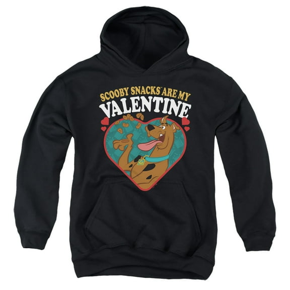 Scooby Doo Scooby Snacks are my Valentine Youth Kids Boy/Girls Pull-Over Hoodie, Black, Medium