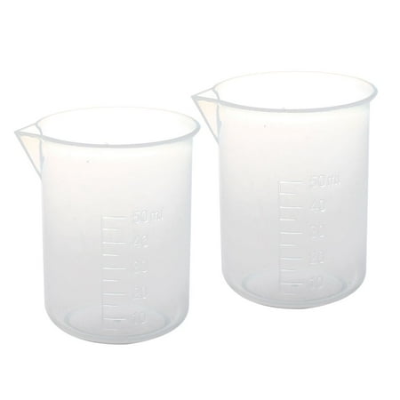 

Galnuat 2 pcs 50 ml laboratory plastic water liquid measuring cup Transparent
