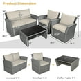 thumbnail image 2 of Gymax 4PCS Patio Rattan Conversation Set Outdoor Furniture Set w/ Khaki Cushions, 2 of 10