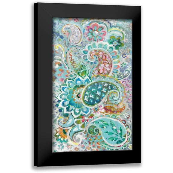 Nai, Danhui 10x14 Black Modern Framed Museum Art Print Titled - Paisley Flowers