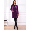 thumbnail image 4 of DARING DIVA Women's Velvet Lapel Double-Breasted Long Outerwear Winter Coats XS Purple, 4 of 7