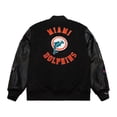 thumbnail image 3 of Men's Mitchell & Ness  Black Miami Dolphins Blackout Collection Vintage Logo Full-Snap Varsity Jacket, 3 of 7