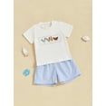 thumbnail image 5 of BemeyourBBs Boy Summer Outfits Chick Embroidery Short Sleeve T-Shirts Plaid Shorts, 5 of 9