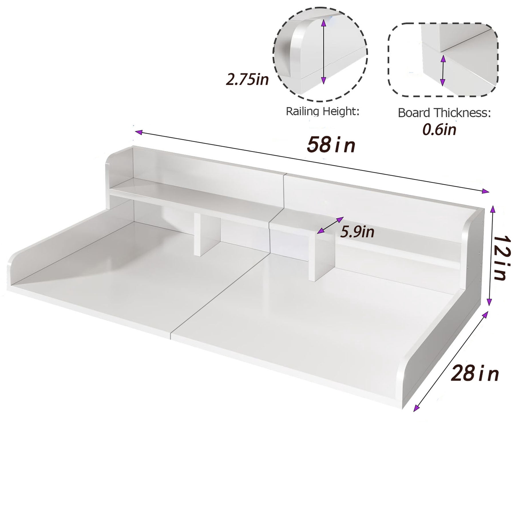 S-HOME Washer Dryer Countertop with Non-slip Pads in Wood Design, 58" x 28" Laundry Organization Shelf Topper