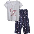thumbnail image 1 of Women's Capri Pajama Sets Plus Size Sleepwear 2 Piece Ladies Sleep Set,Wind Red-b, 1 of 5