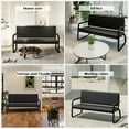 thumbnail image 2 of PU Leather Waiting Room Chair Guest Reception Seating Bench for Barber Shop,Beauty Salon,Office(Black), 2 of 16