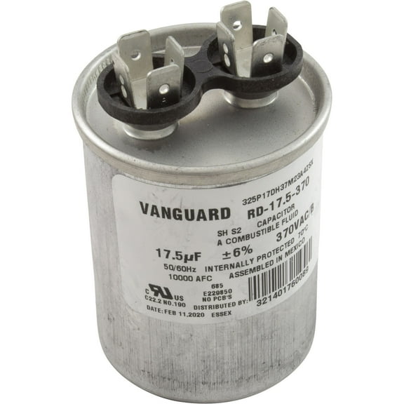 Run Capacitor, 17.5 MFD, 370v, 1-3/4" x 2-7/8"