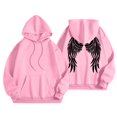 thumbnail image 5 of Women's Hoodies Sweatshirts Graphic Sweatshirt for Women with Long Sleeve Hoodie Tops Preppy Style Casual Pullover for Everyday Wear Pink L, 5 of 5