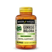 MASON NATURAL Ginkgo Biloba - Improve Mental Alertness, Supports Optimal Brain Function, Herbal Supplement, 60 Capsules