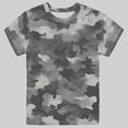 thumbnail image 2 of Bobifish Big Boys T‑Shirt Short Sleeve Crewneck Grey Tone Camouflage All Over Print Tee, 2 of 4
