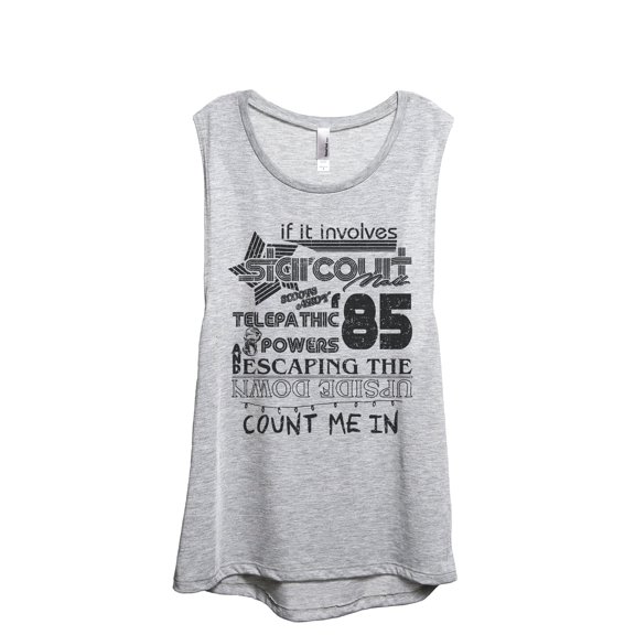 Starcourt Mall Upside Down Women's Fashion Sleeveless Muscle Workout Yoga Tank Top Sport Grey Small