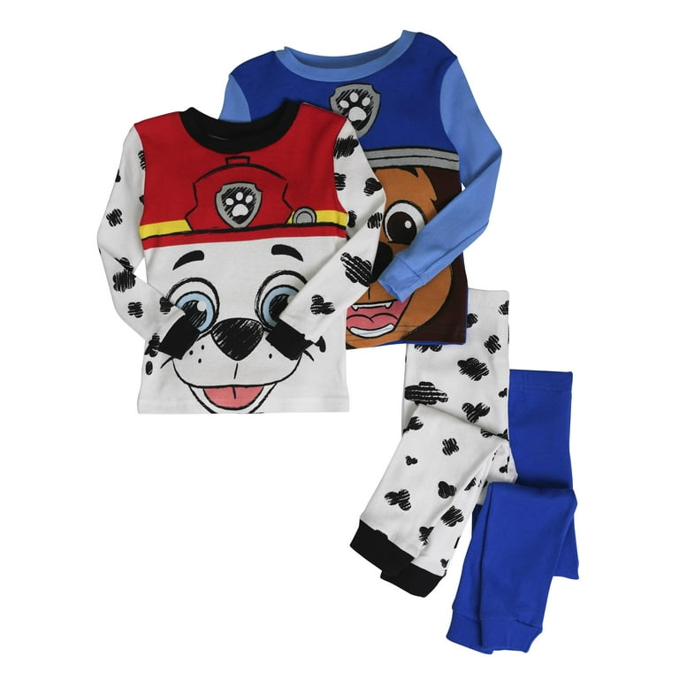 Paw Patrol Boys 4 Piece Cotton Pajama Set Blue Red Size 2T