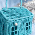 thumbnail image 5 of Vintage Woven House Basket with Door, Decorative Handwoven Storage Basket with Handle & Rustic Design, Multi-Purpose for Holiday Decor Home Storage Gift Organization（Blue）, 5 of 8