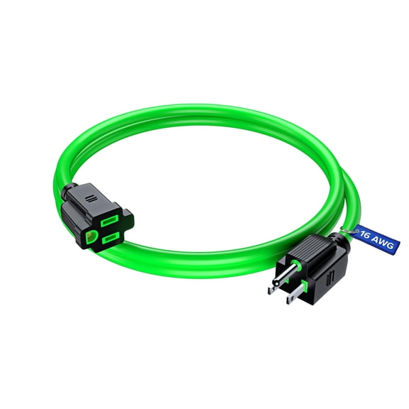 Maximm Extension Cord 1 Ft Green Power Cords Indoor 16 Gauge Wire SJTW Heavy Duty ETL Listed (1Ft, Green)