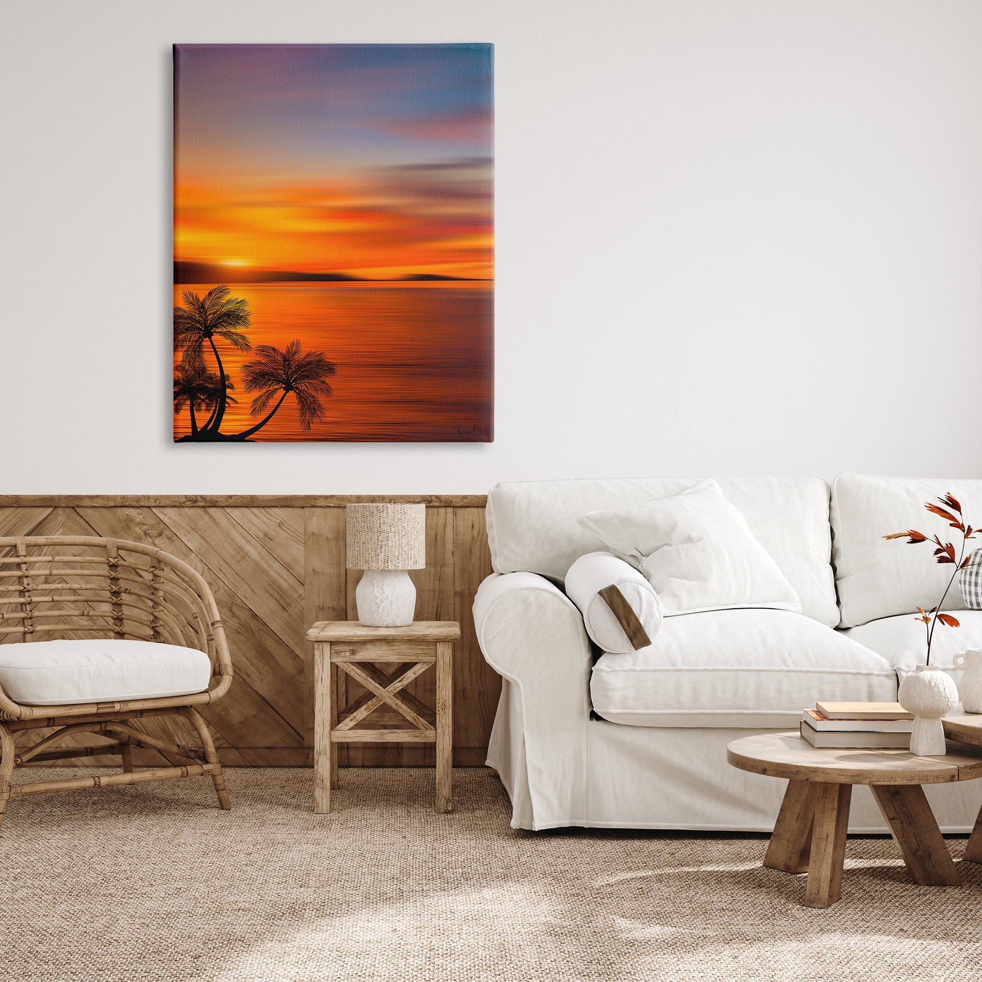 Stupell Industries Pleasant View Sunset Landscape Painting Gallery Wrapped Canvas Art Print Wall Art, 36 x 48