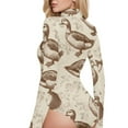 thumbnail image 4 of joogoo Retro Ducks Women's Mock Turtle Neck Long Sleeve Bodysuit L, 4 of 8
