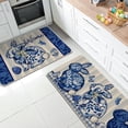thumbnail image 2 of Welcome Easter Bunny Chinoiserie Kitchen Rugs Set of 2, Blue and White Porcelain Rabbit Kitchen Mats Decor, Spring Easter Eggs Butterfly Floor Door Mat Home Decorations - 17x30 and 17x47 Inch, 2 of 6