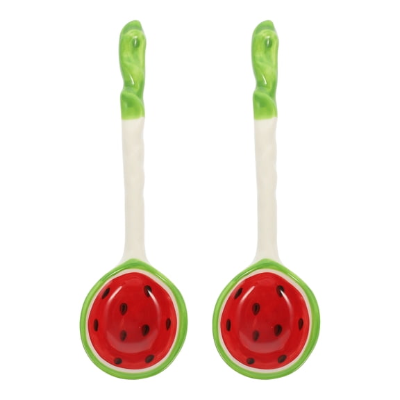 2 Pcs Kitchen Set Utensil Spoon Fruit Shaped Decor Gifts for Stocking Stuffers Strawberry Sugar Spoons Child Soup Cooking Rice Ceramics