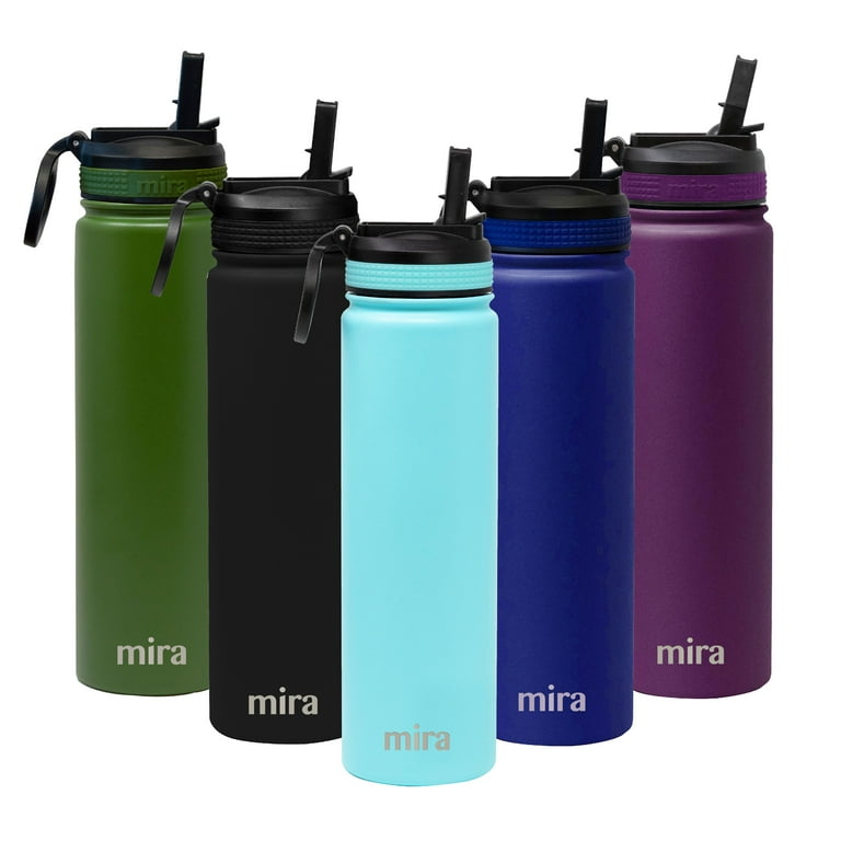 Mira 32 oz Stainless Steel Insulated Sports Water Bottle - Hydro Metal Thermos Flask Keeps Cold for 24 Hours, Hot for 12 Hours - BPA-Free Spout Lid