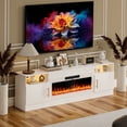 thumbnail image 3 of HARIPUL 70” TV Stand with 36" Electric Fireplace for TVs Up to 80 inch, LED Light Entertainment Center with High Gloss Door, Modern Media Console Cabinet for Living Room, 3 of 9