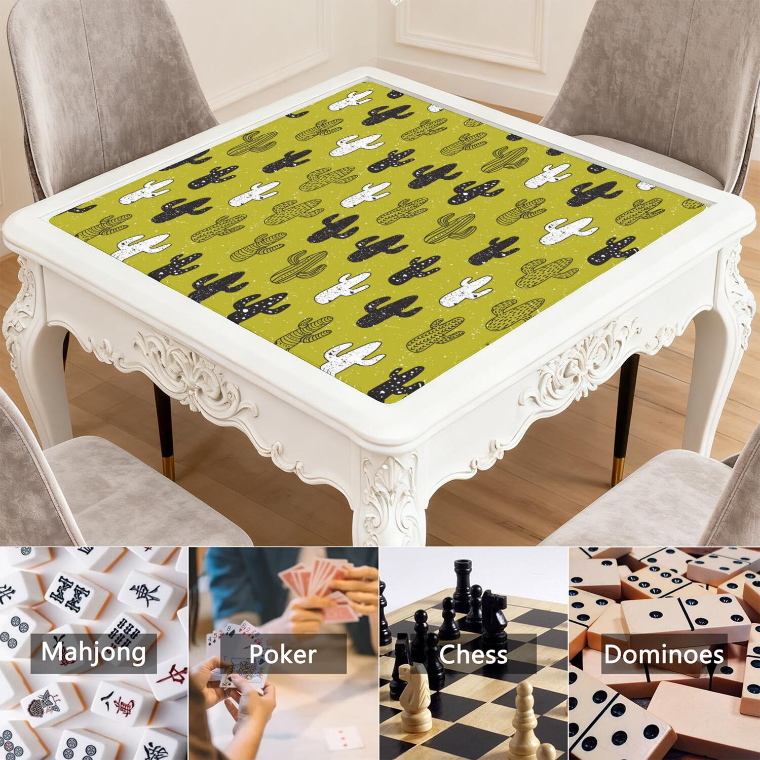 Botanical Pattern Mahjong Mat 31.5x31.5 Inches Crafted from Premium Rubber with Anti-Slip Grip Surface and Noise Dampening Features for Tiles Cards Games